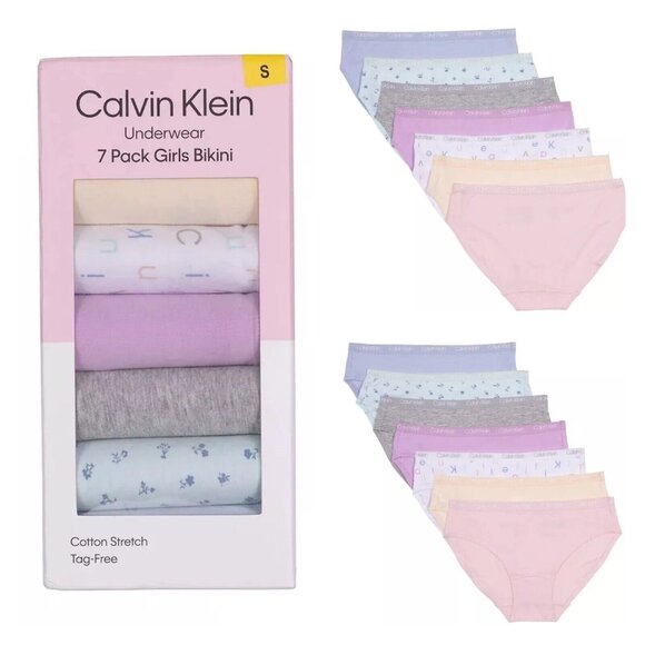 Calvin Klein Girls’ Bikini Underwear 7-pack  (MULTICOLOR, XL) - Picture 1 of 4